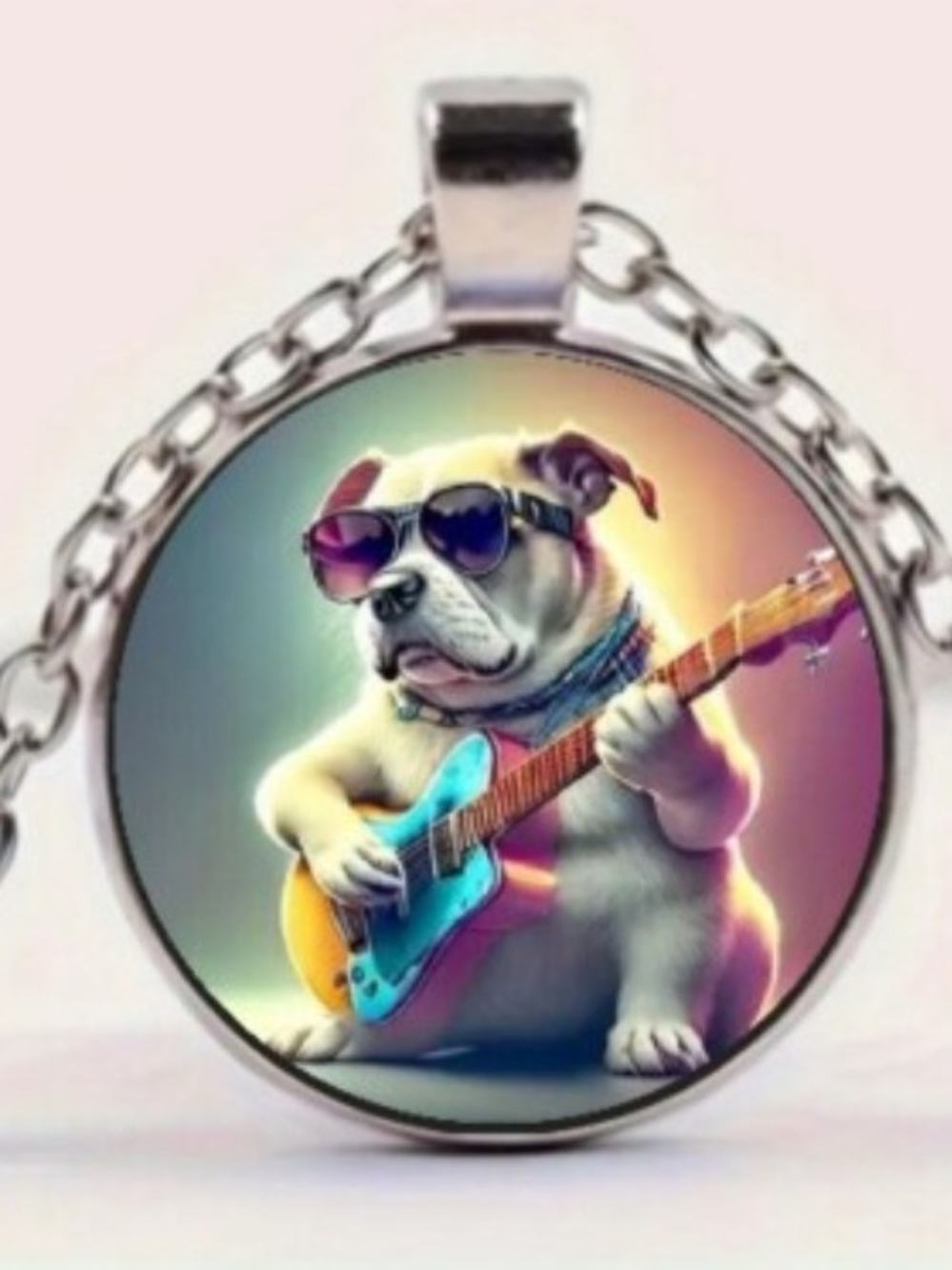 Stylish Dog Guitar Pendant Necklace - Multi-Color